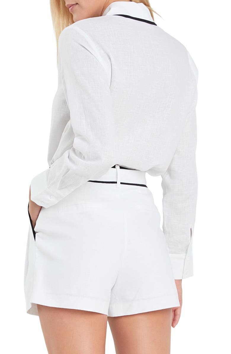 English Factory Binding Linen Shirt, Alternate, color, 