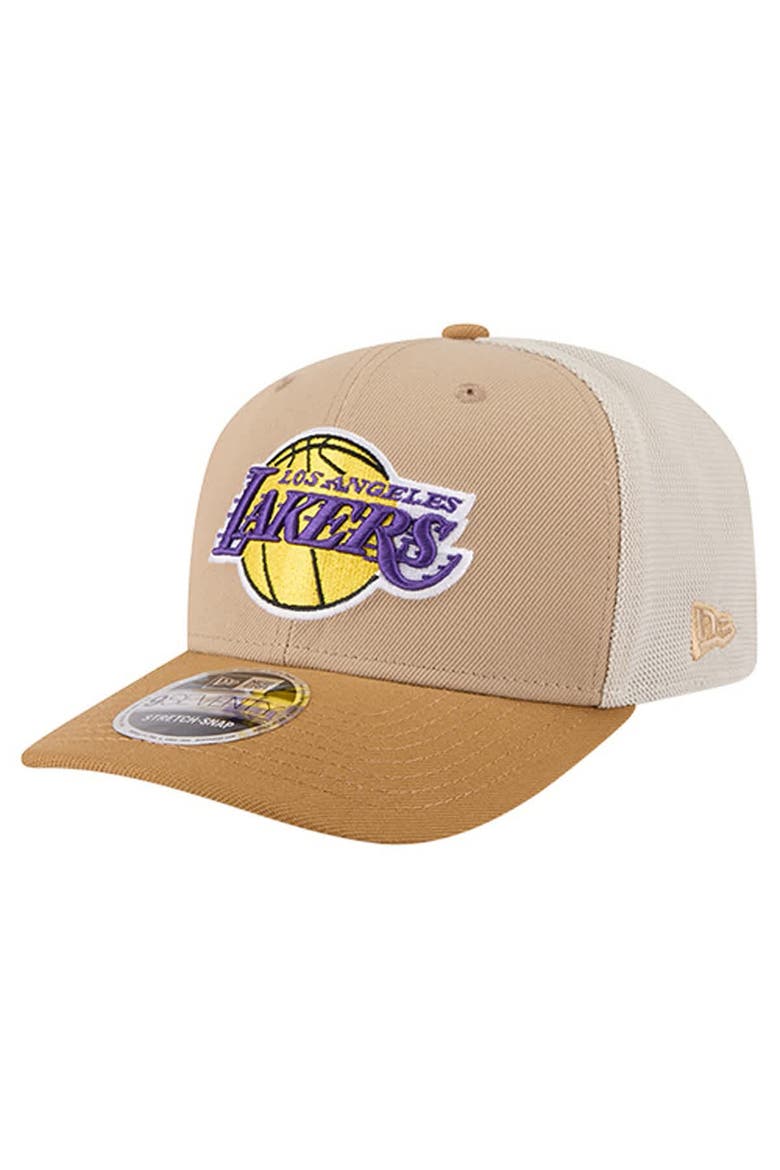 Men's New Era Tan/Light Brown Los Angeles Lakers Two-Tone 9SEVENTY Adjustable Trucker Hat, Main, color, Tan