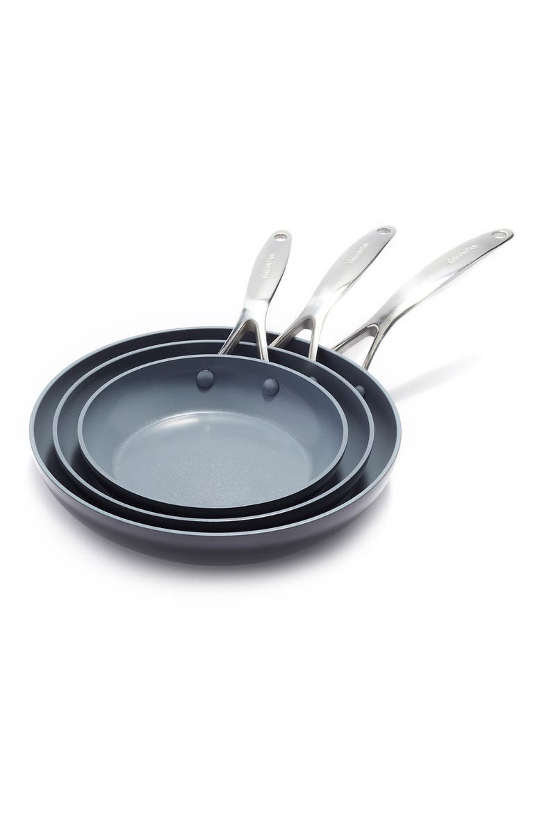 Valencia Pro Set of 3 Ceramic Nonstick Fry Pans, Main, color, GREY