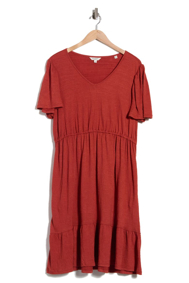 Flutter Sleeve Knit Dress, Alternate, color, TERRACOTTA