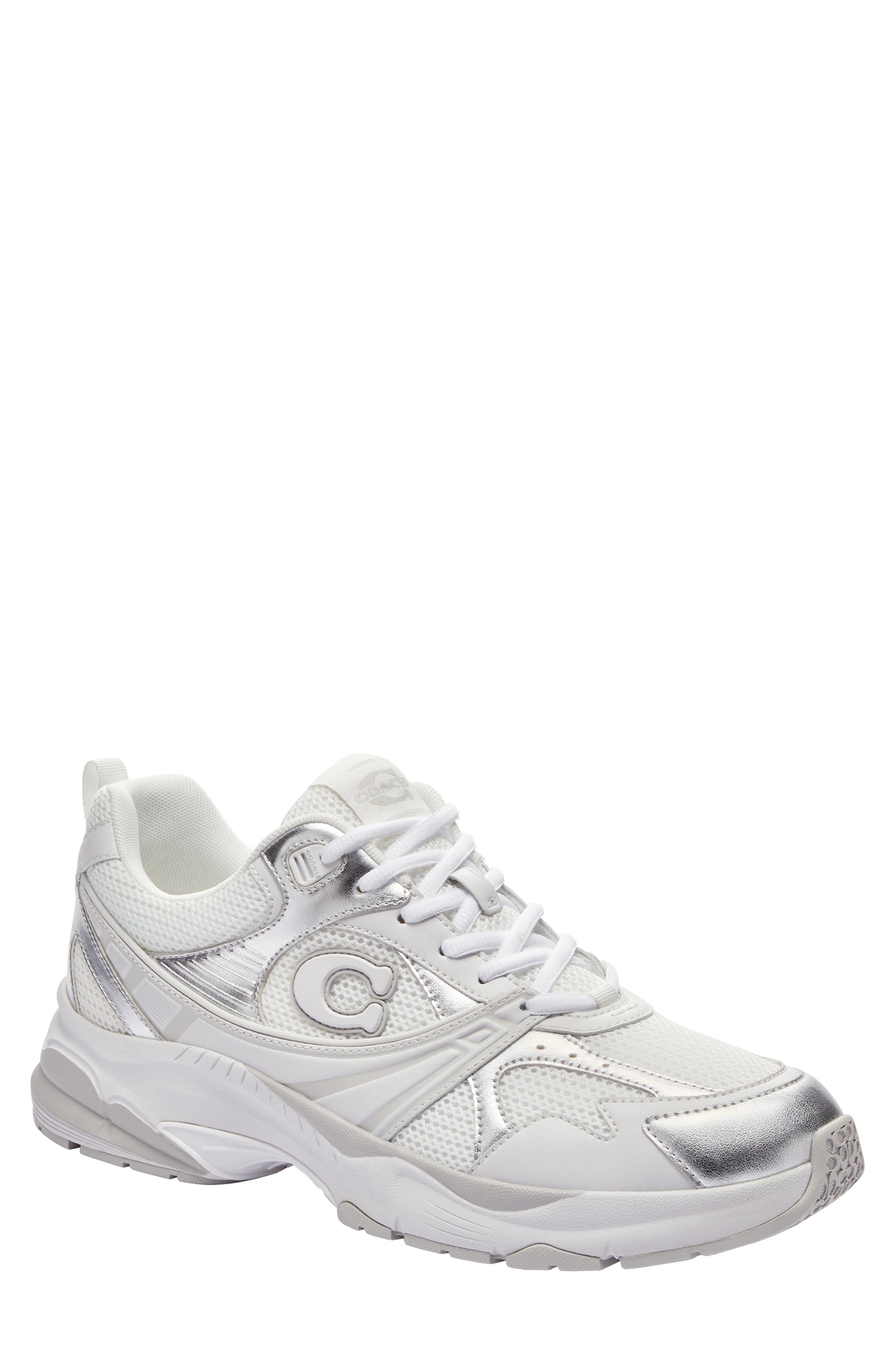 COACH Mesh Sneaker, Main, color, Light Grey/ Optic White