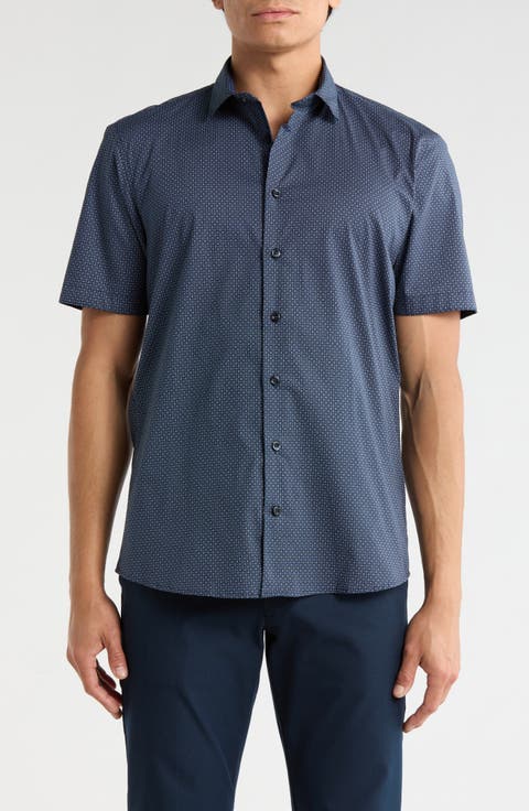 Short Sleeve Stretch Button-Up Shirt