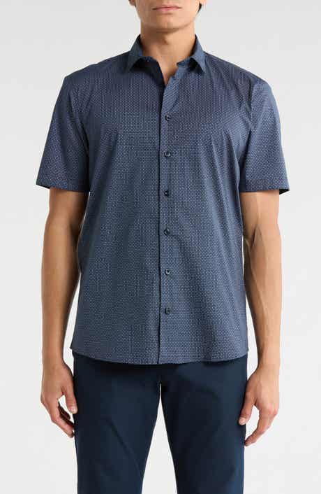 SOUL OF LONDON Short Sleeve Stretch Button-Up Shirt