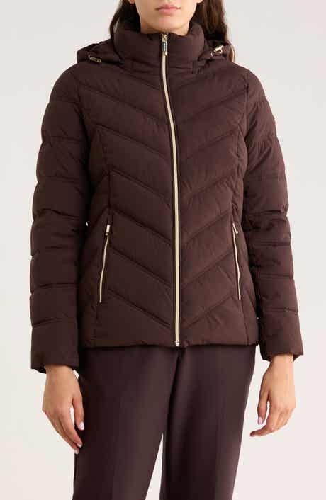 Michael Kors Water Resistant Chevron Quilted Jacket