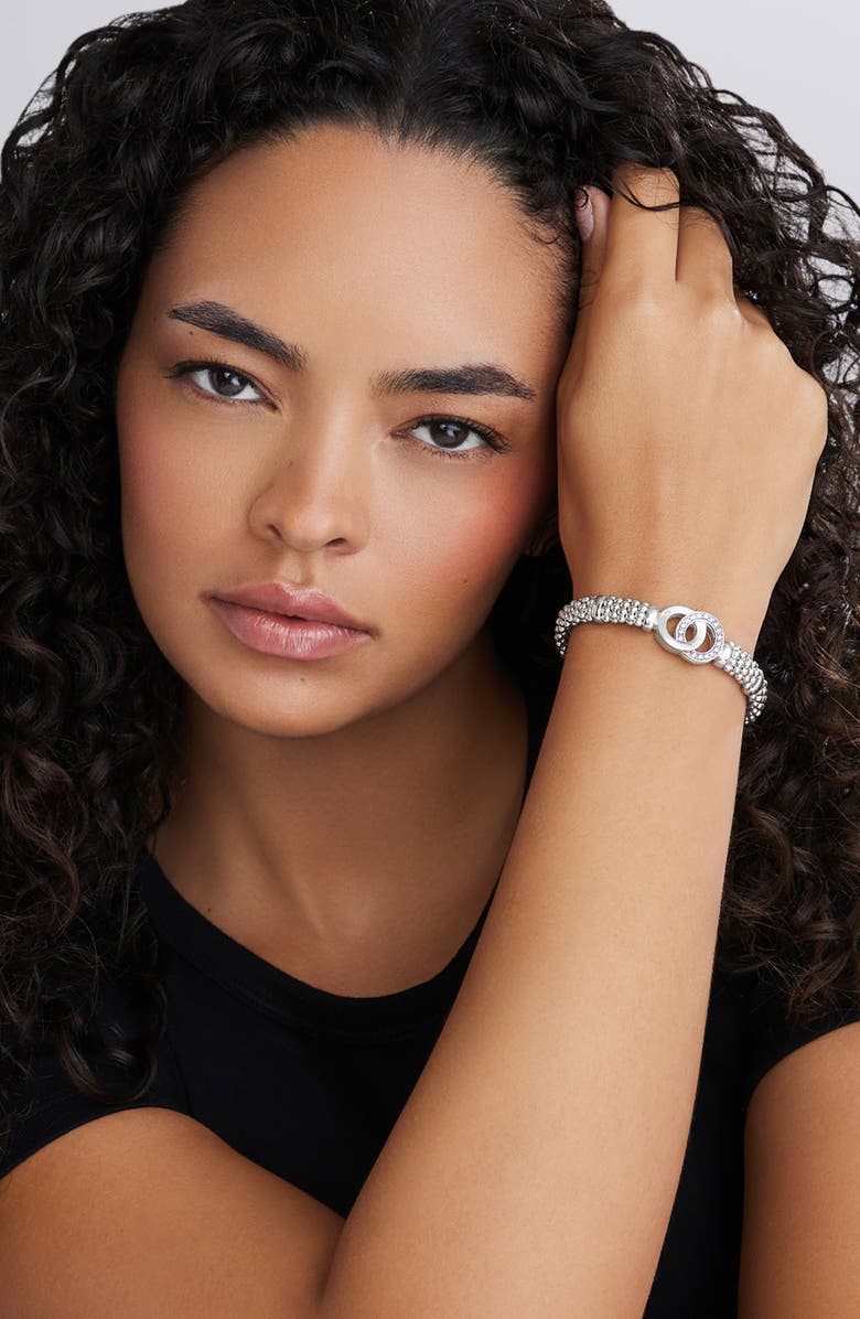 LAGOS Signature Caviar Interlocking Diamond Bracelet, Alternate, color, Silver