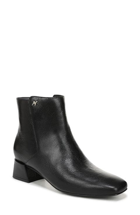 ショートブーツ・ブーティ Lisa Ankle Boots in Black Leather Lisa Mid-Heel Leather Bootie | Veronica Beard