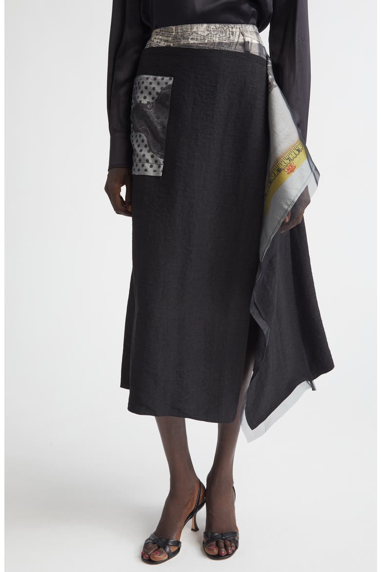 Collage Midi Skirt, Main, color, BLACK