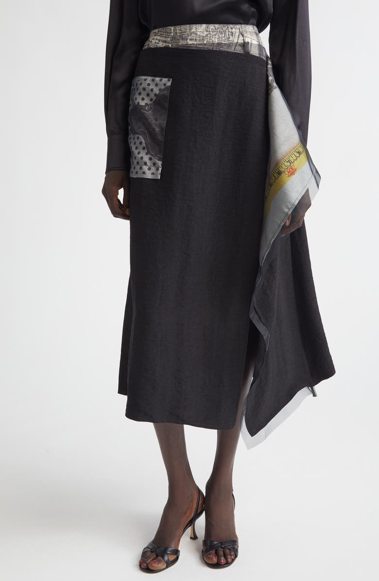 Jason Wu Collection Collage Midi Skirt, Main, color, Black