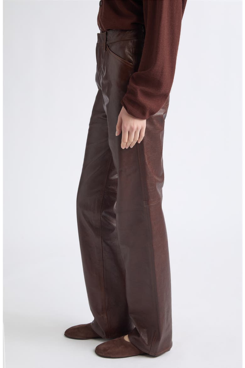 Straight Leg Leather Pants, Alternate, color, BRICK