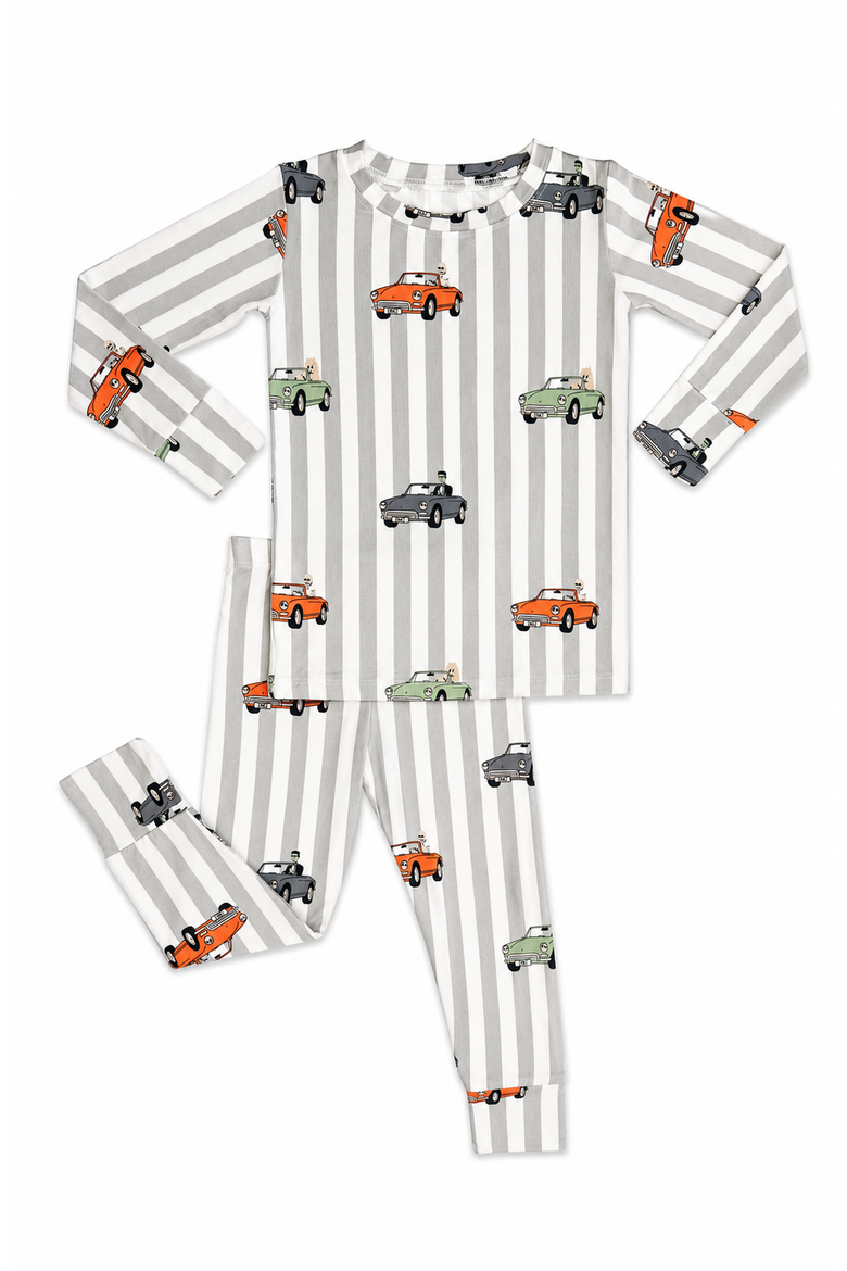 Spooky Little Riders Two Piece Pajama Set, Main, color, Grey / White