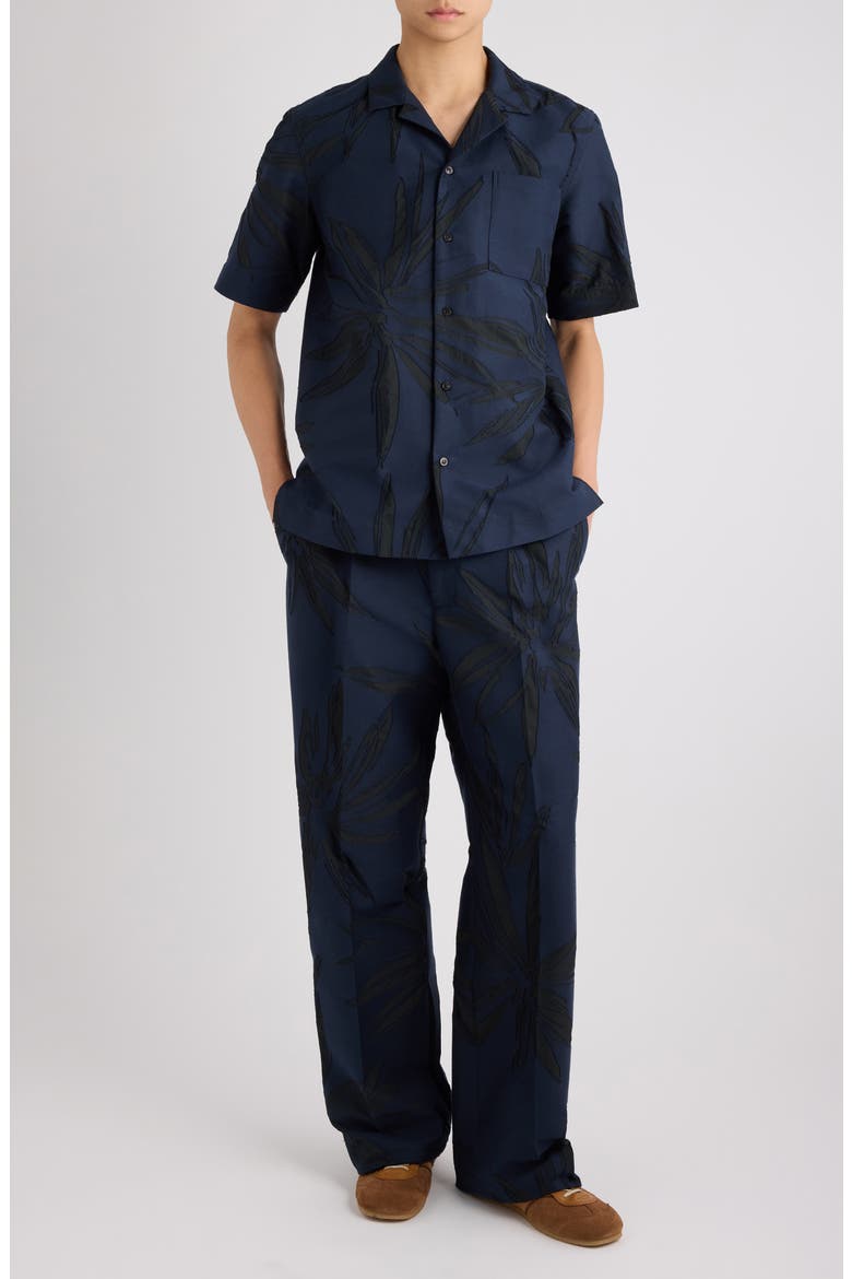 Penrud Cotton Blend Jacquard Pants, Alternate, color, NAVY