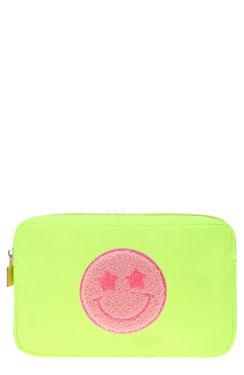 Bloc Bags Medium Smiley Cosmetics Bag, Main, color, Neon Yellow