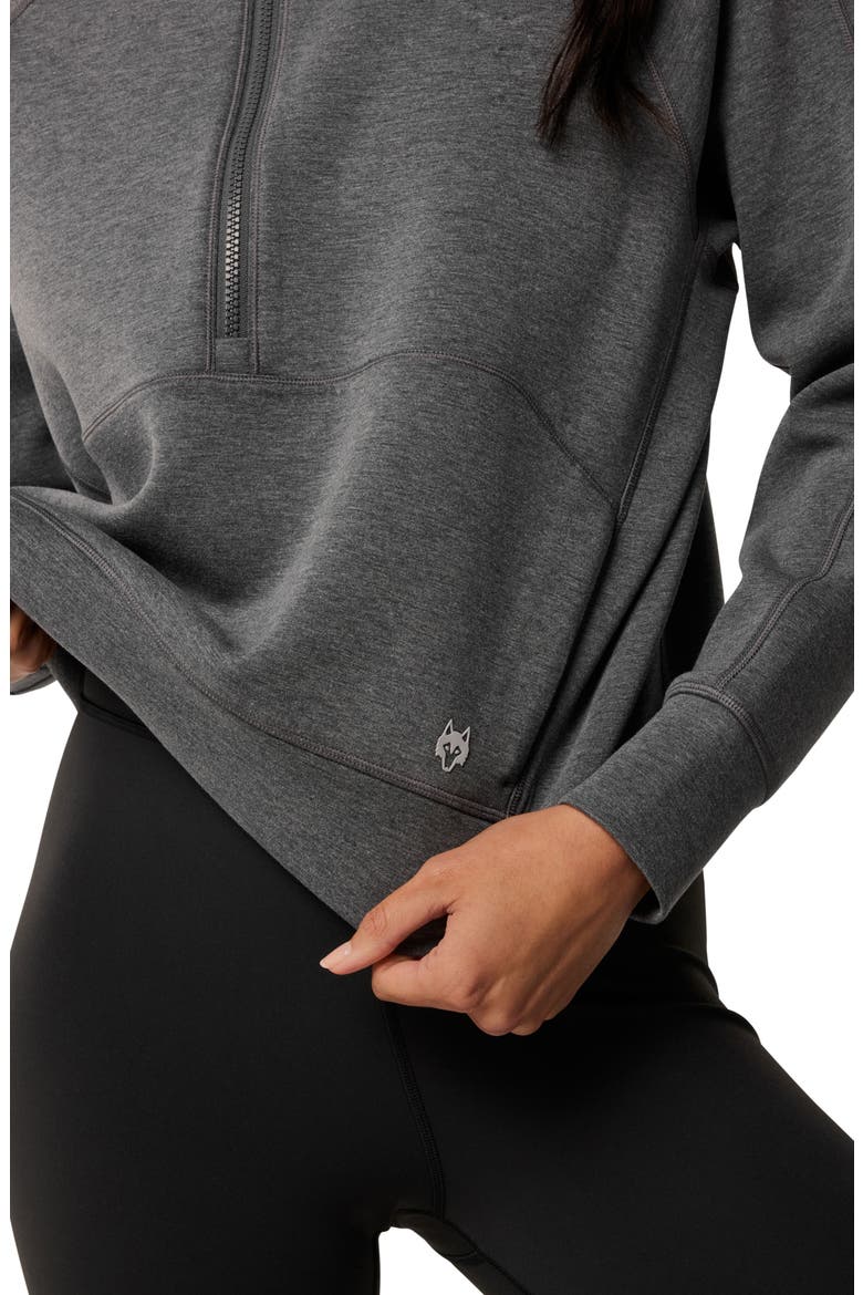 Kristina Mélange Half Zip Sweatshirt, Alternate, color, SMOKE HEATHER