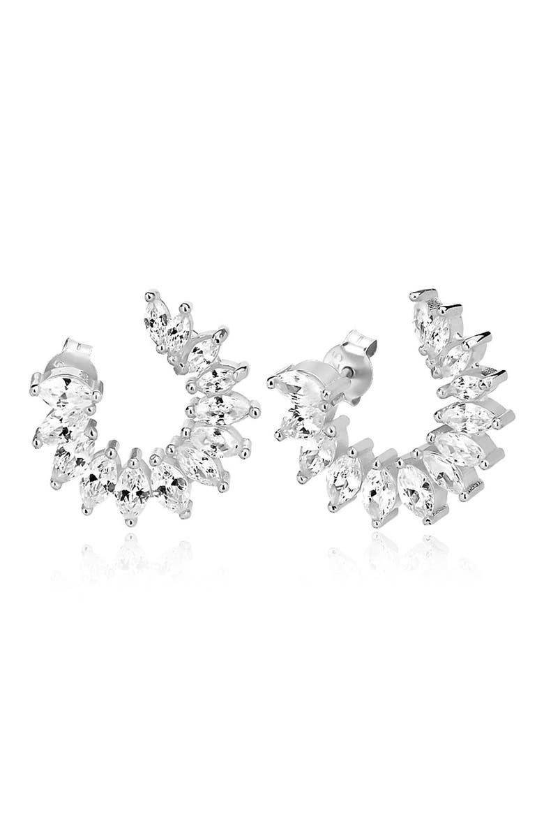 Goddess Cubic Zirconia Frontal Hoop Earrings, Main, color, SILVER/WHITE