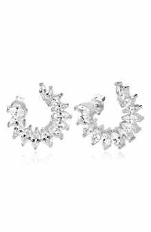 GABI RIELLE Goddess Cubic Zirconia Frontal Hoop Earrings