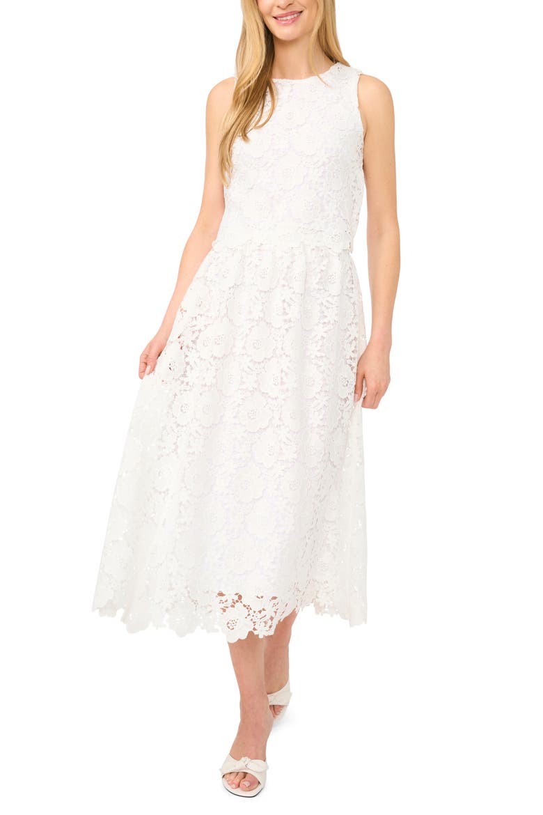 Floral Lace A-line Midi Skirt, Alternate, color, ULTRA WHITE