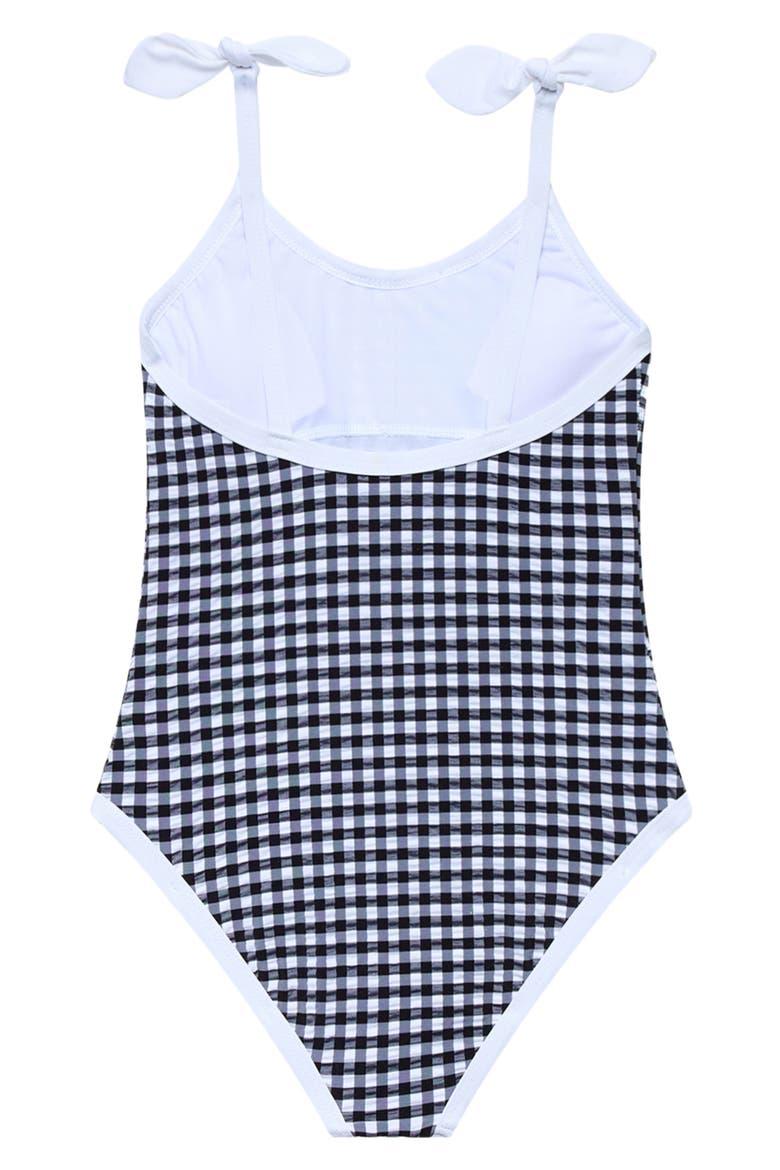 Kids' Smocked One-Piece Swimsuit, Alternate, color, BLACK