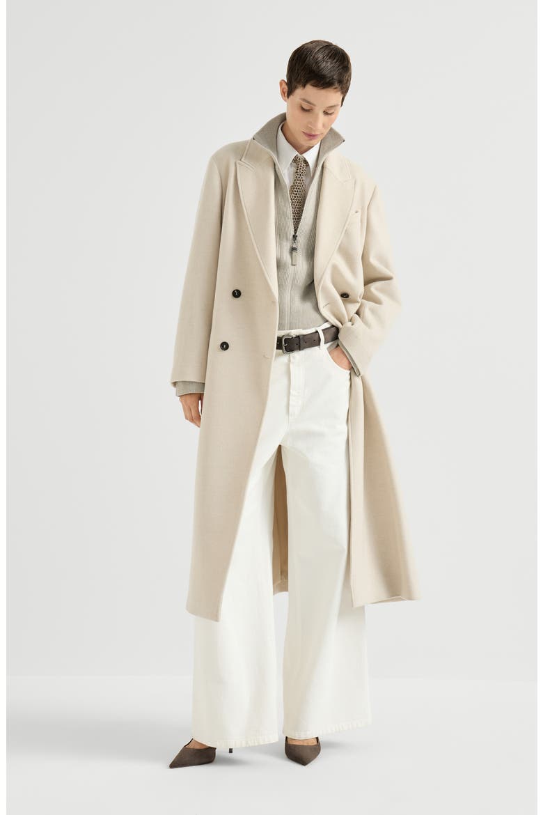 Sparkling cashmere English rib cardigan with shiny zipper pull, Alternate, color, Sand