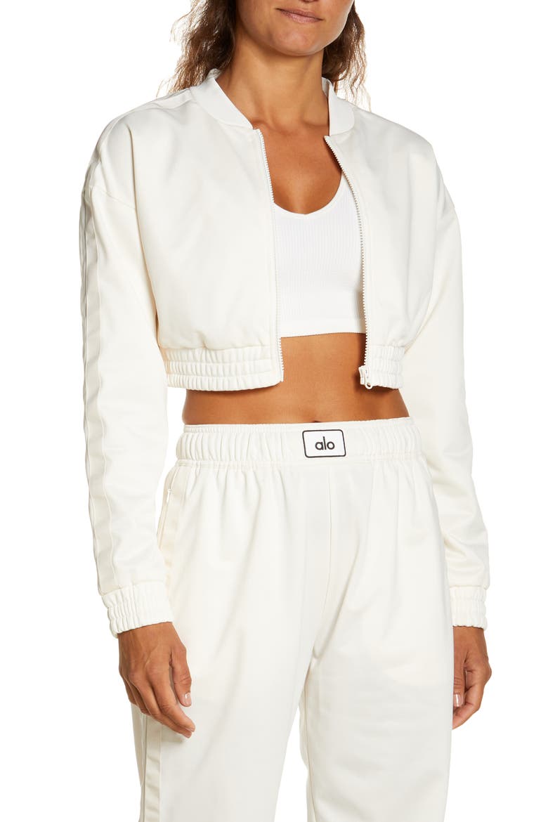 Prizewinner Crop Bomber Jacket, Main, color, IVORY