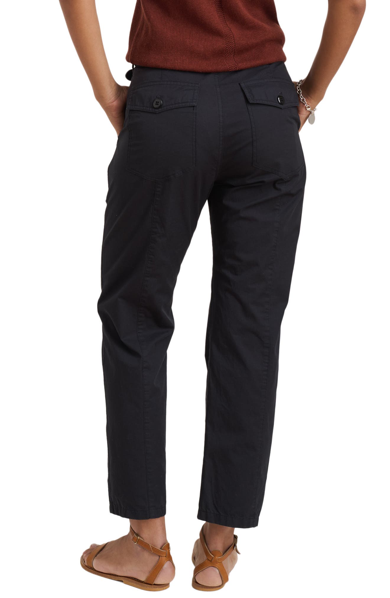 Neil High Waist Straight Leg Utility Twill Pants (Women