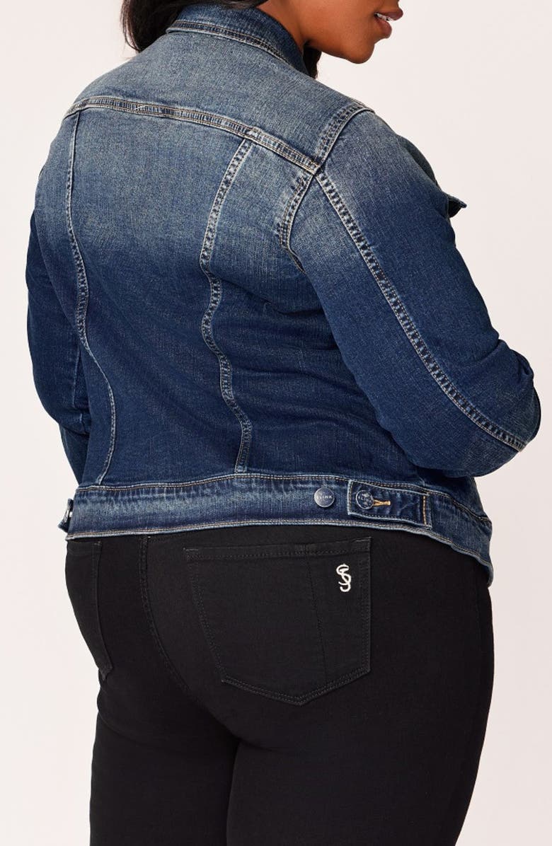 SLINK Jeans Two-Tone Stretch Denim Trucker Jacket, Alternate, color, Autumn