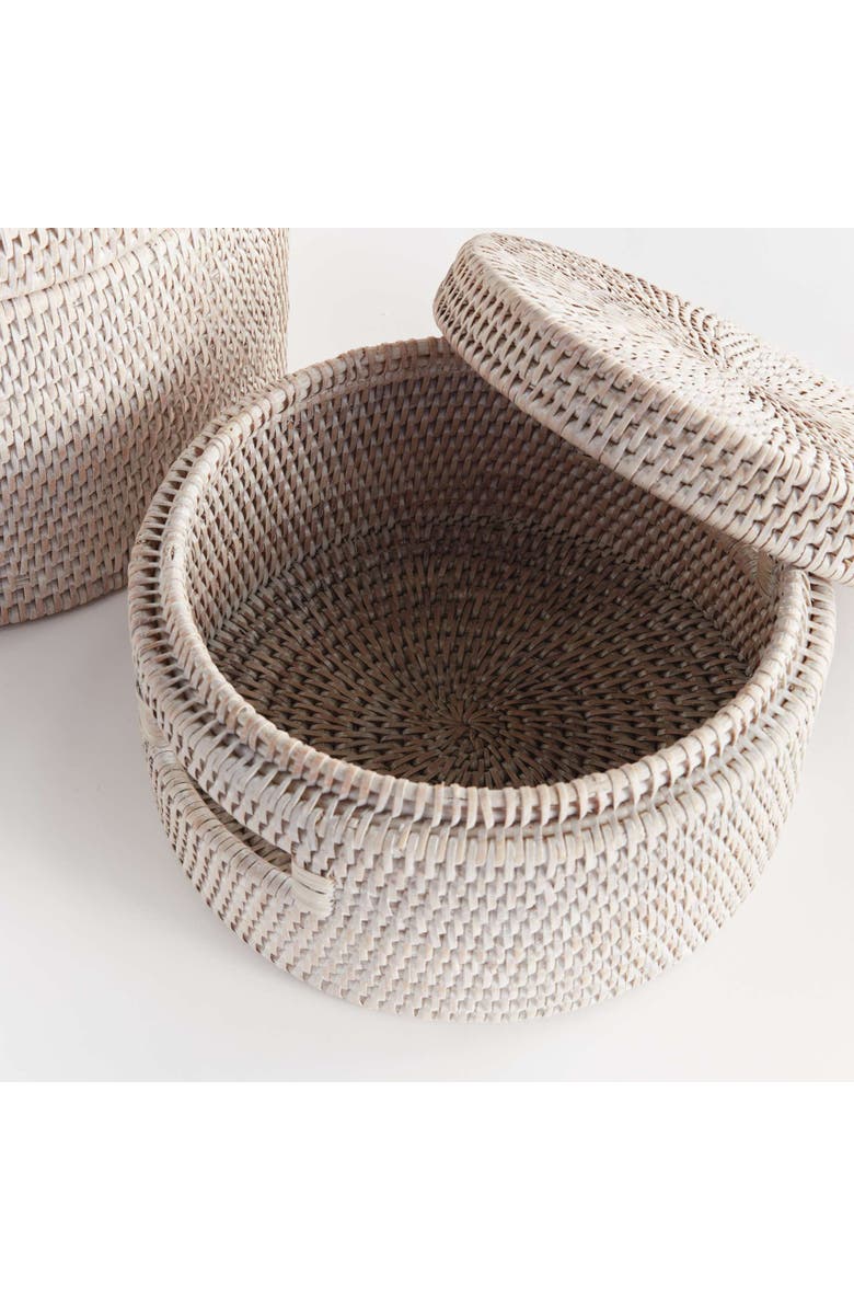 Napa Home & Garden Burma Rattan Round Lidded Boxes Set Of 2, Alternate, color, White