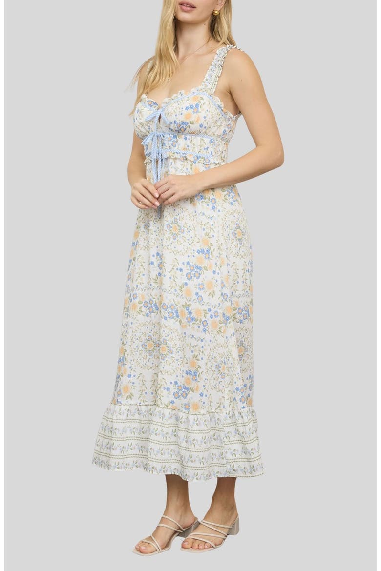 Floral Midi Dress, Alternate, color, BLUE MULTI