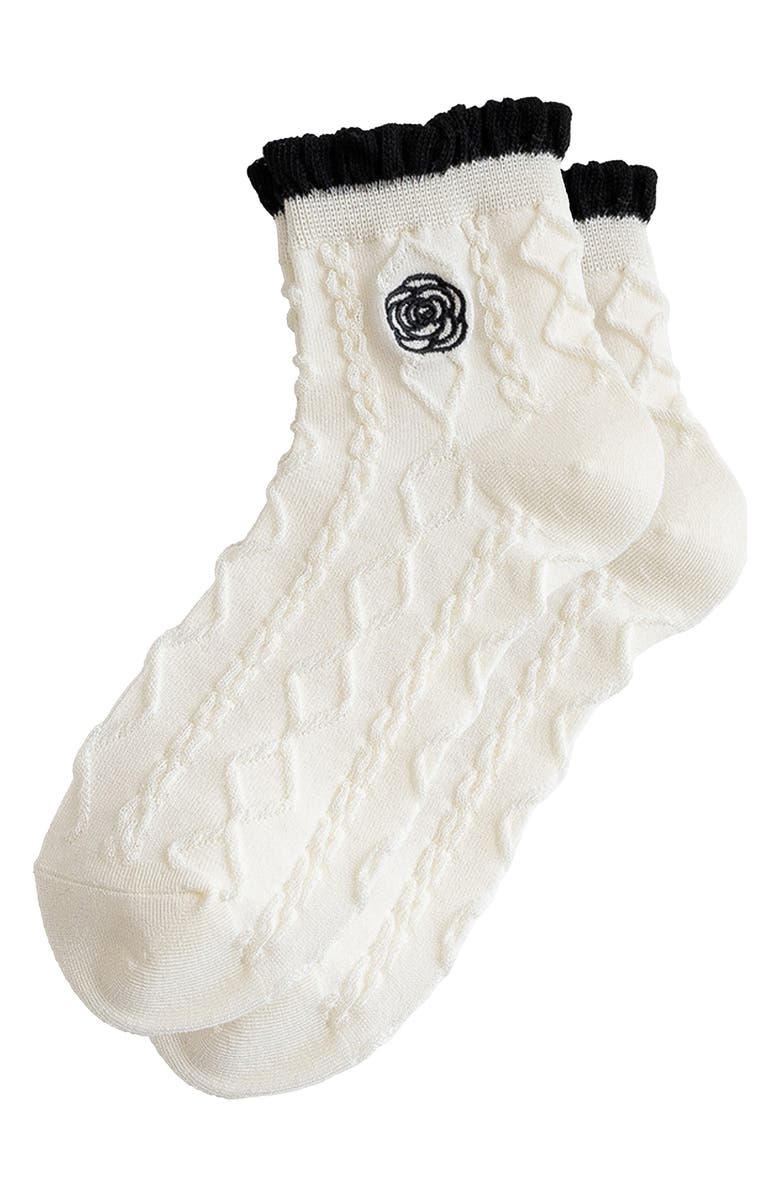 Stems Camelia Flower Cotton Blend Ankle Socks, Main, color, 