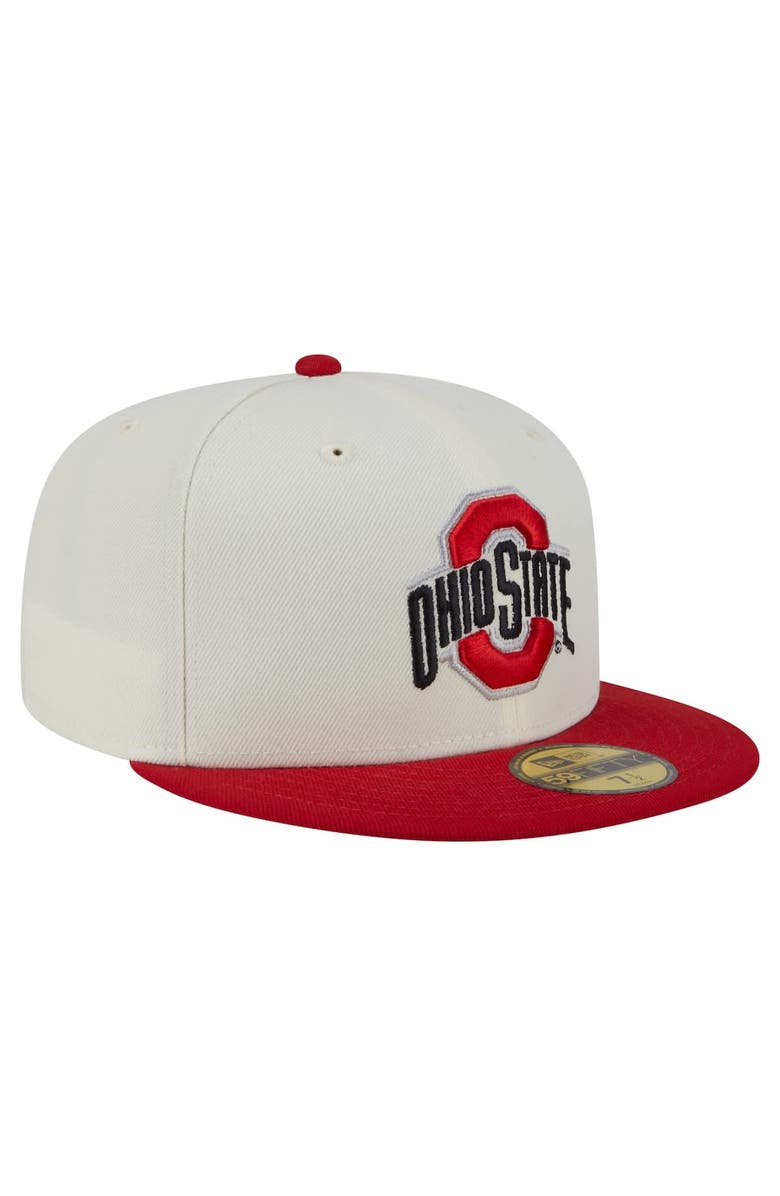 New Era Men's New Era Cream Ohio State Buckeyes Chrome 59FIFTY Fitted Hat, Alternate, color, 