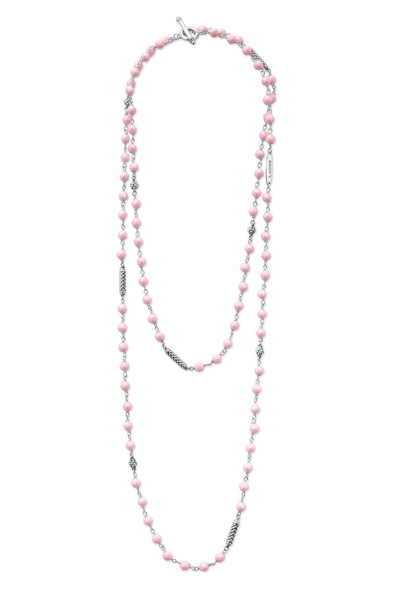Caviar Icon Pink Ceramic Bead Long Necklace, Alternate, color, PINK