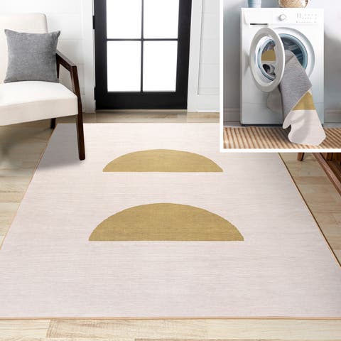 Luola Minimalist Geometric Machine-Washable Area Rug