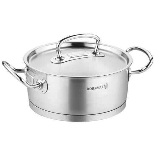 Korkmaz Proline Professional Series 4.5 Liter Stainless Steel Low Casserole With Lid In Silver