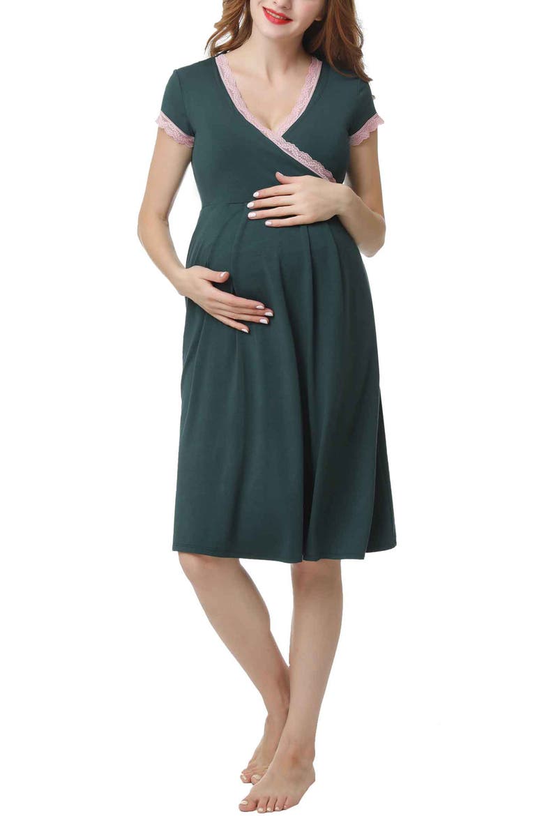 Jenny Maternity/Nursing Nightgown, Main, color, Forest Green