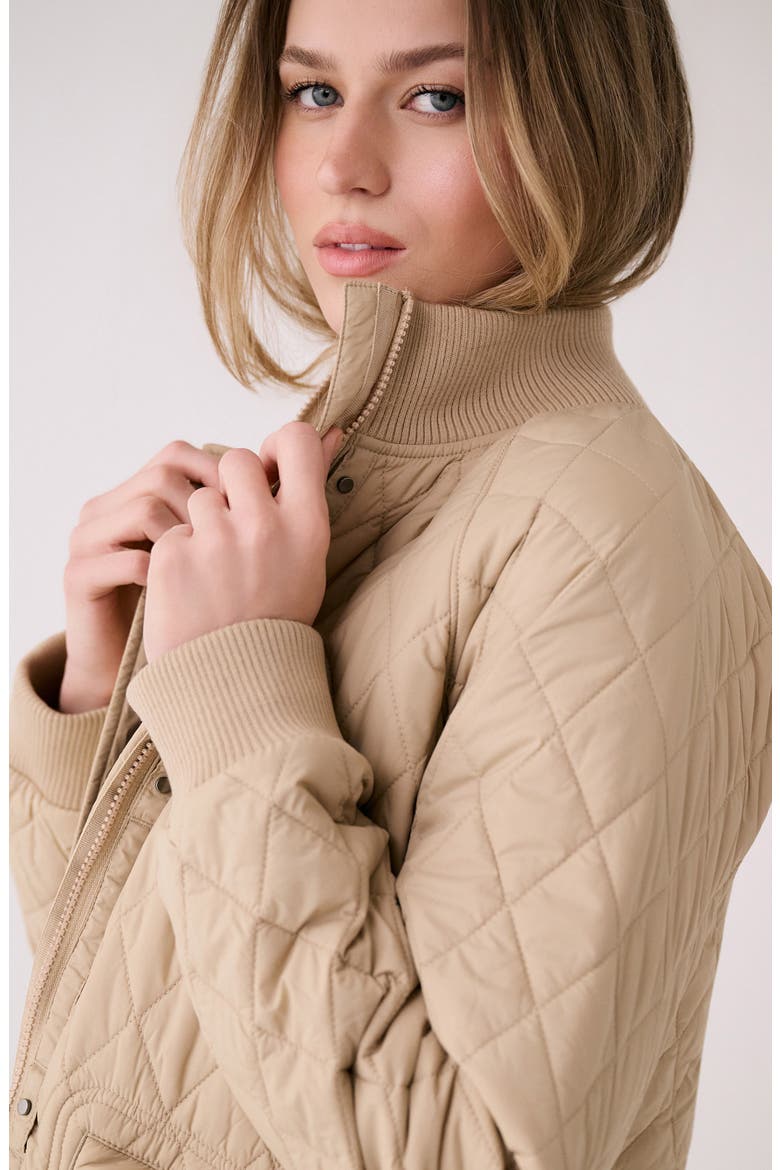 Quilted Water Repellent Nylon Bomber Jacket, Alternate, color, SANDSHELL