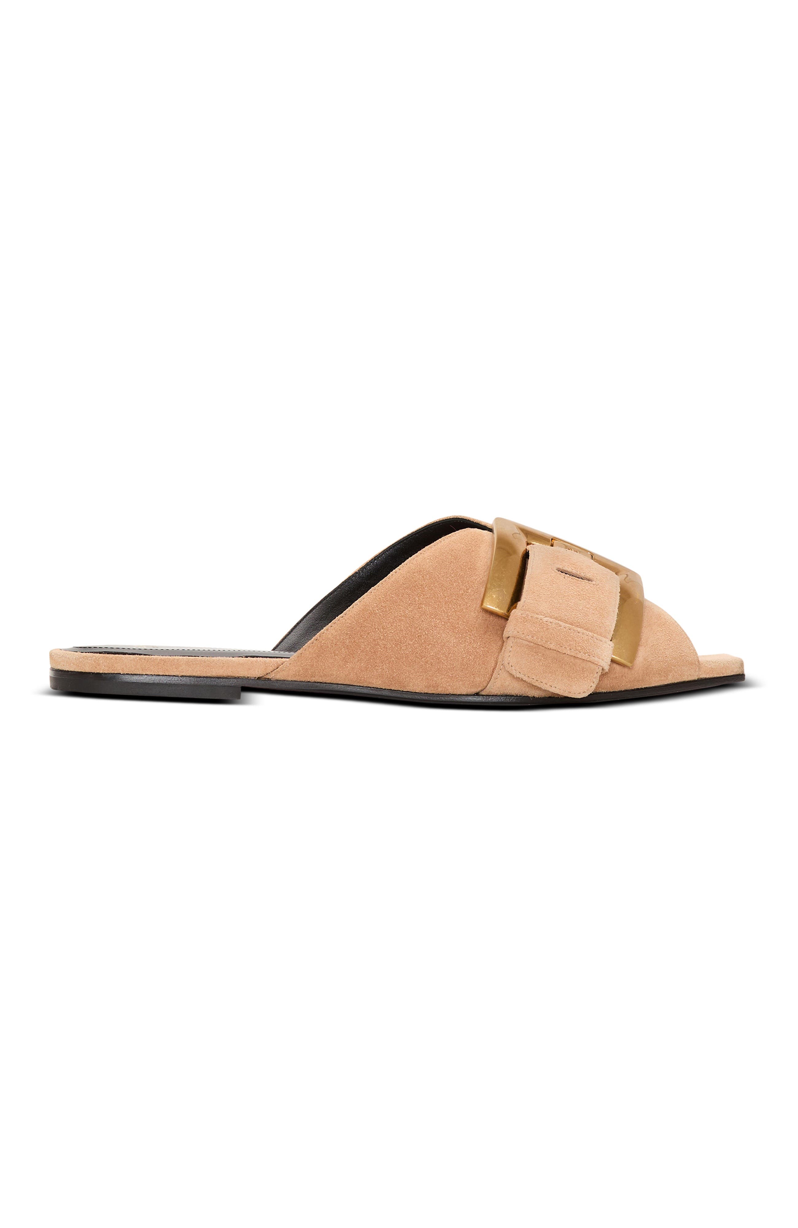 Flat suede leather Anthem mules, Alternate, color, beige
