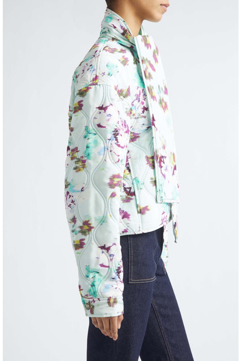 Lilith Quilted Silk Jacket with Removable Scarf, Alternate, color, OASIS