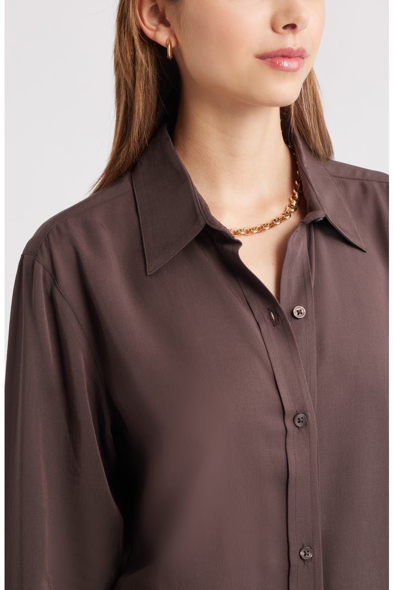 Relaxed Fit Long Sleeve Button-Up Shirt, Alternate, color, BROWN SEAL
