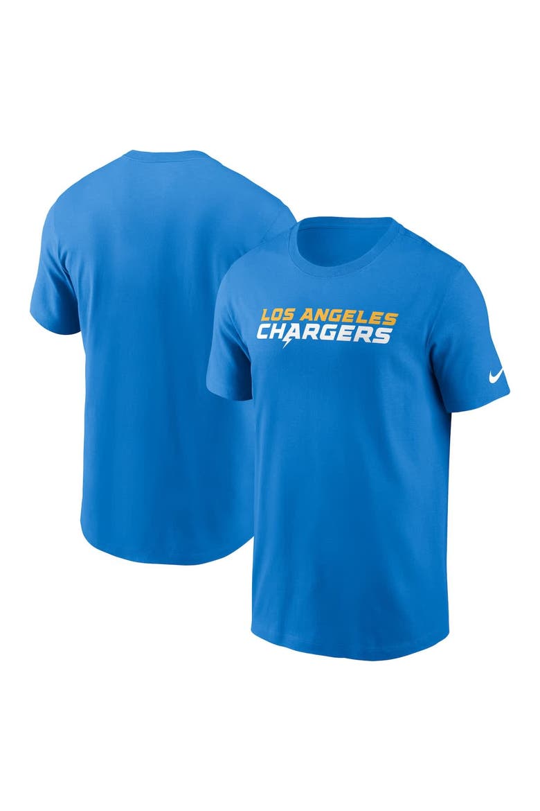 Men's Nike Powder Blue Los Angeles Chargers Primetime Wordmark Essential T-Shirt, Main, color, Powder Blue
