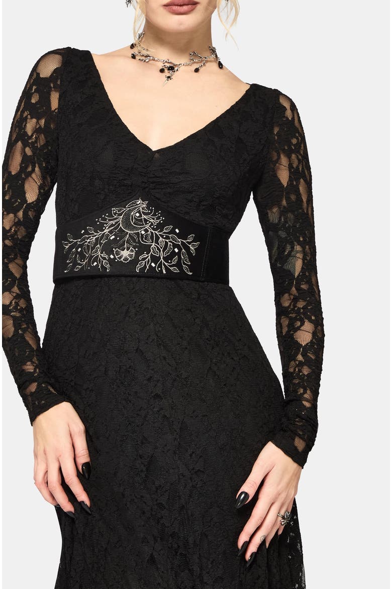 Stray Lace Long Sleeve Maxi Dress, Alternate, color, Black