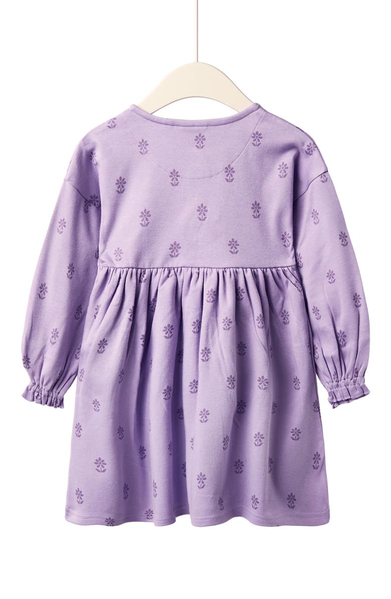 JOJO MAMAN BEBE Kids' Butterfly Appliqué Long Sleeve Cotton Dress, Alternate, color, Purple