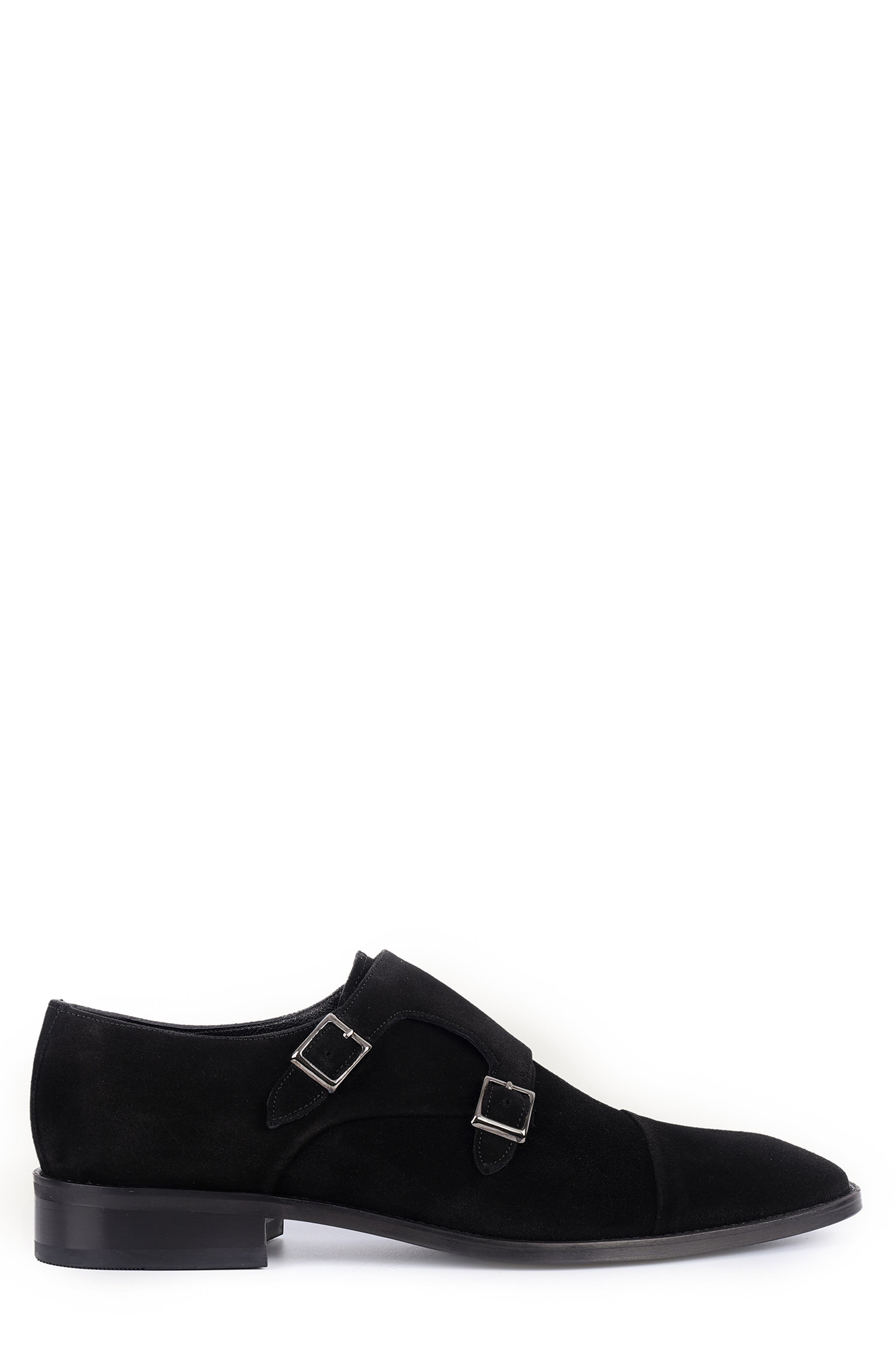 VELLAPAIS Mico Double Monk Strap Leather Loafer, Alternate, color, Black