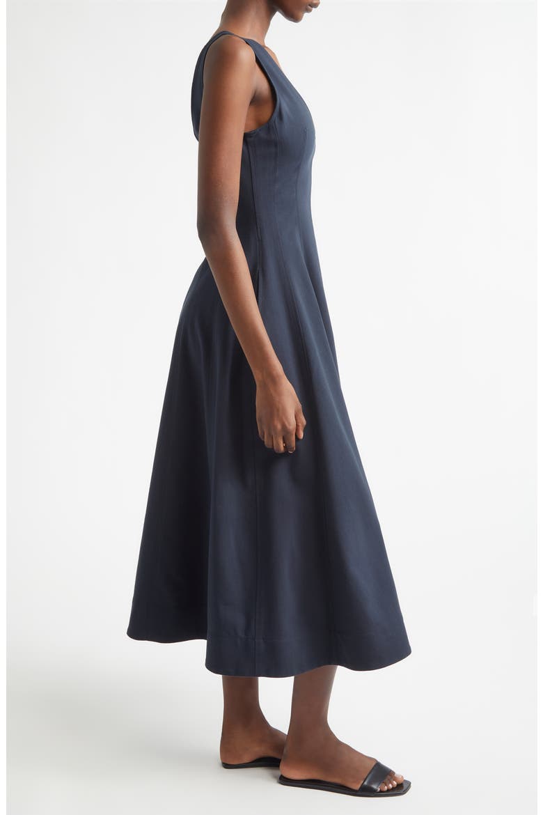 Clara Deep V-Neck Cotton Blend Dress, Alternate, color, NIGHT BLUE