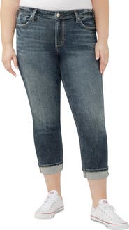 Silver Jeans Co. Suki Curvy Cuff Crop Straight Leg Jeans