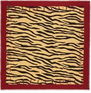 Gucci Tiger Stripe & Logo Print Silk Twill Scarf