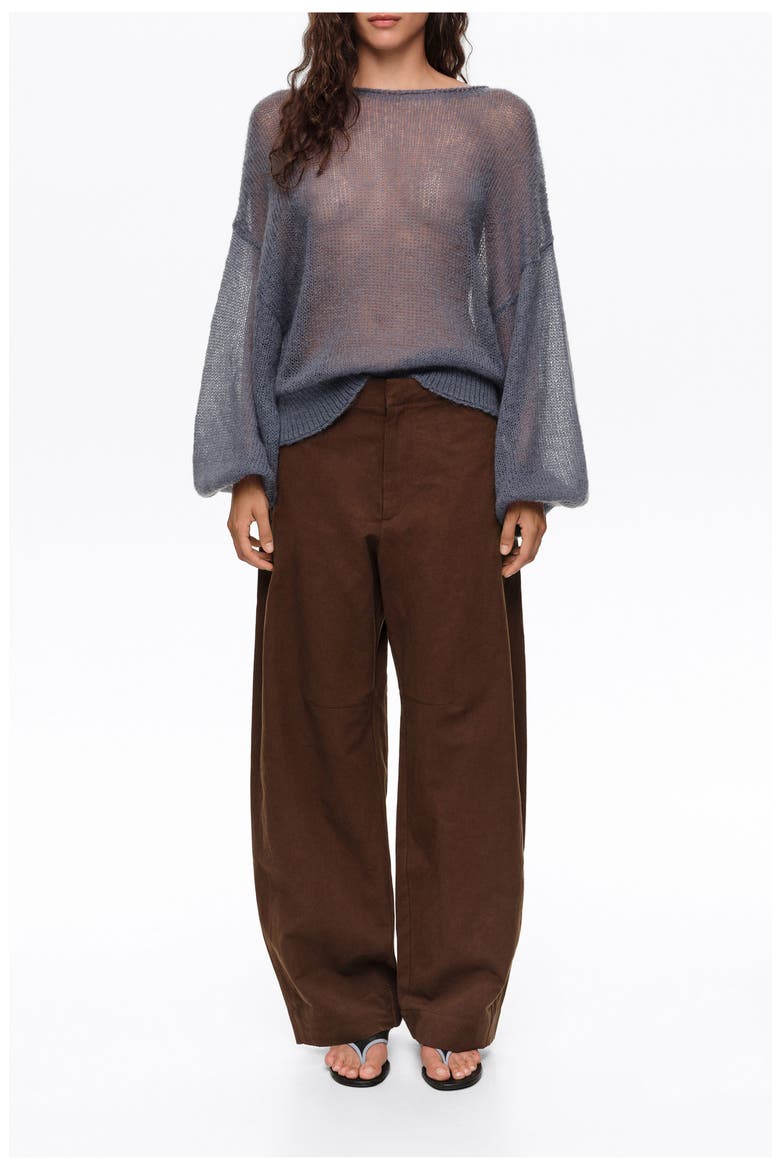 Barrel-Leg Trousers with Adjustable Waist, Main, color, OAK