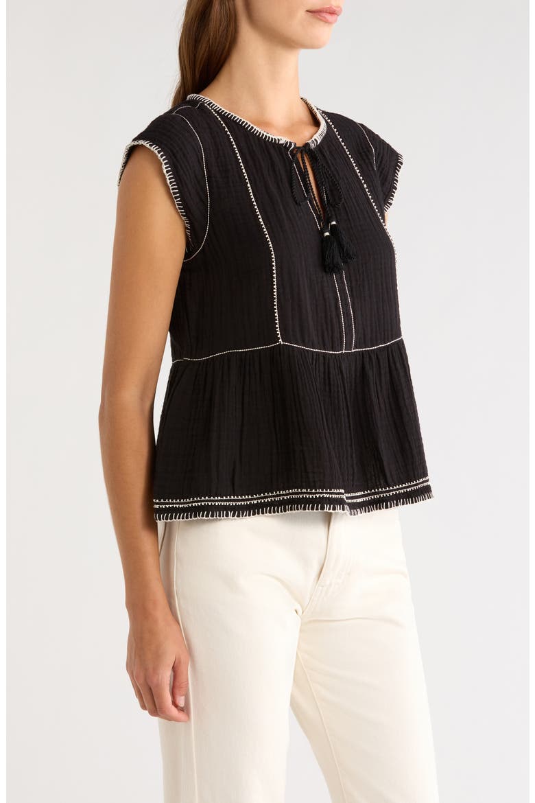Embroidered Detail Cotton Tank, Alternate, color, 001 BLACK