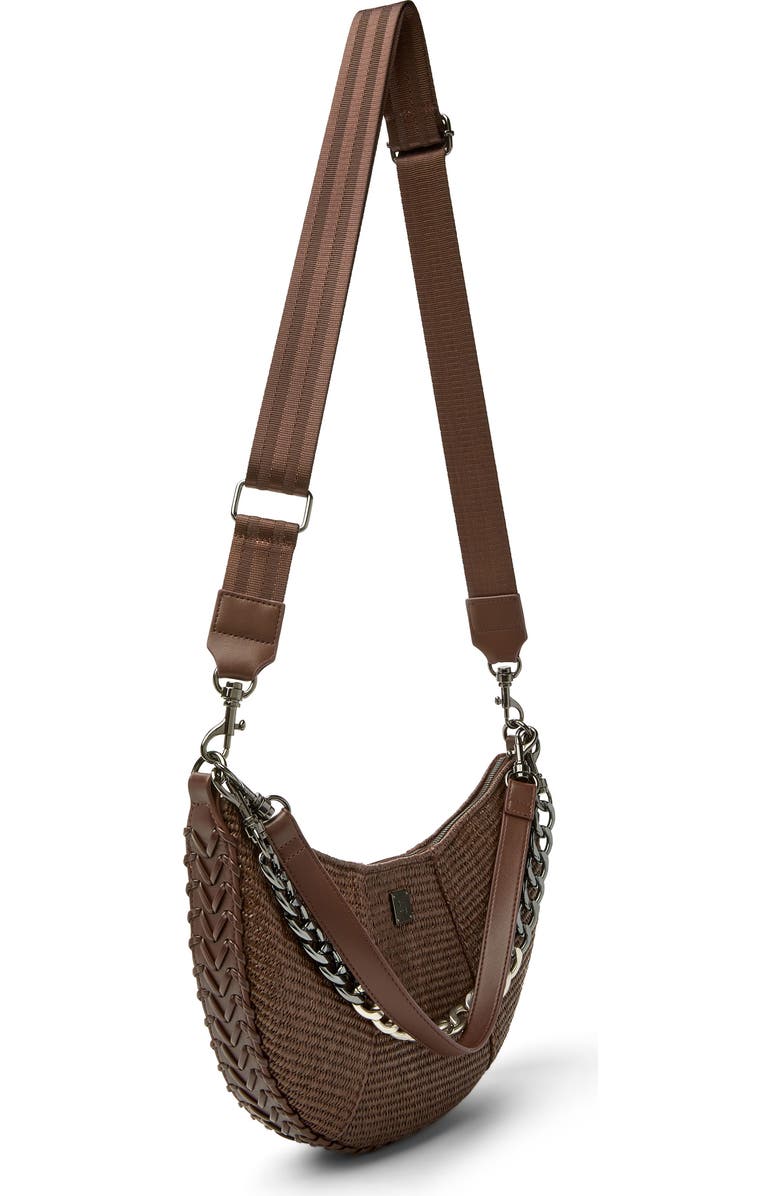 THINK ROYLN Flirt Raffia Shoulder Bag, Alternate, color, Espresso Raffia And Luxe
