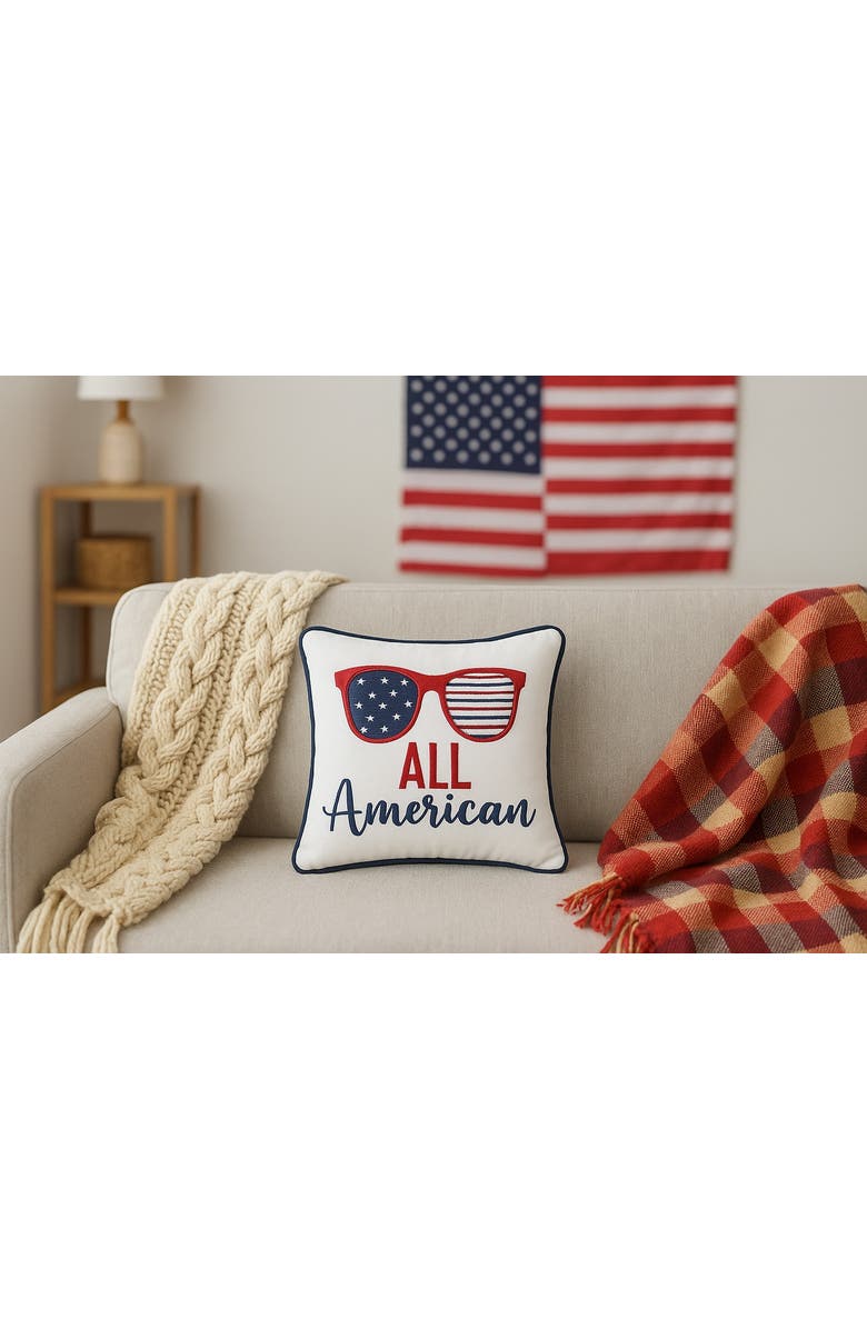 C&F Home "All American" Sunglasses Mini Accent Pillow, 10" x 10", Alternate, color, White