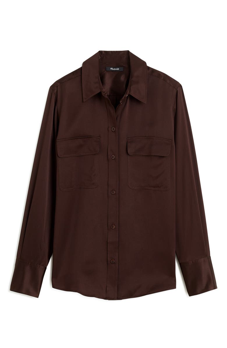 Madewell Silk Flap Pocket Button-Up Shirt, Alternate, color, 