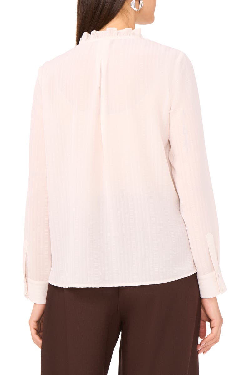 Vince Camuto Stripe Ruffle Button-Up Shirt, Alternate, color, Birch